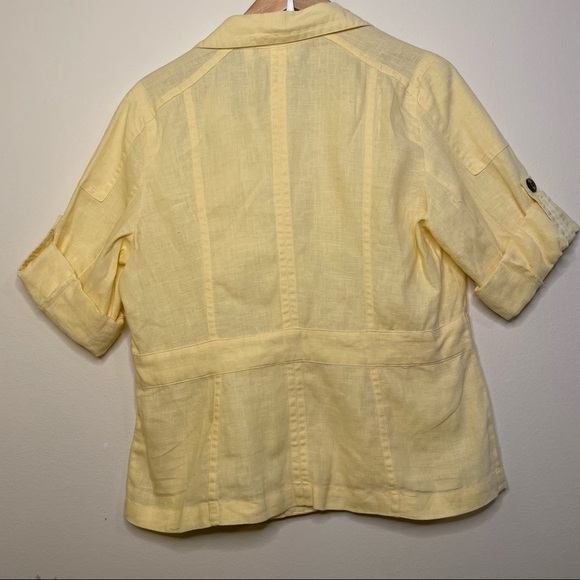 Chico’s Yellow Easy Expedition Emmylou 100% Linen Yellow Button Down Jacket - Picture 5 of 5